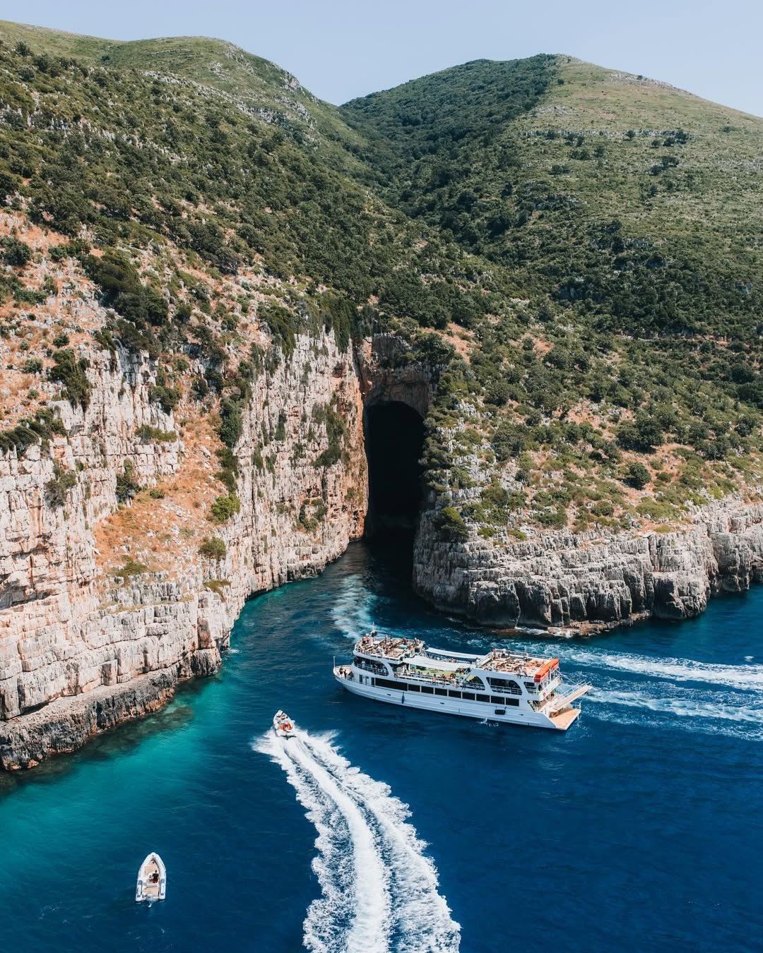 Entrance of Haxhi Ali Cave, the largest sea cave in Albania